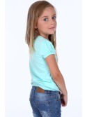 Tricou cu inimioare, menta NDZ8205 - Magazin online - Boutique